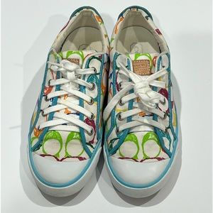 Coach multicolor blue leather sneakers shoes